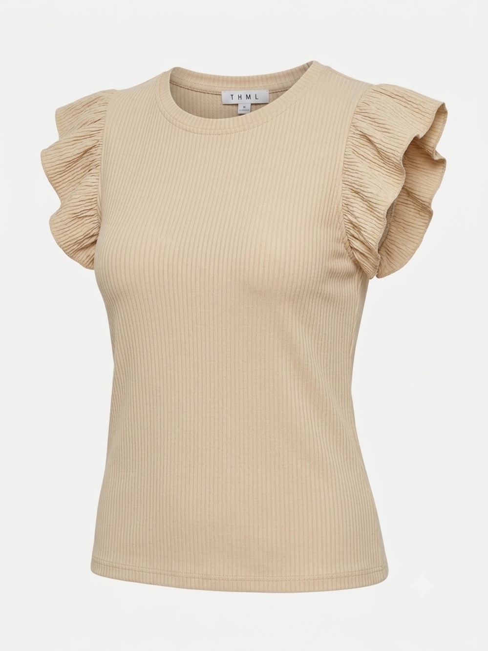 THML Beige Ruffle Sleeve Top - Picture 3 of 8